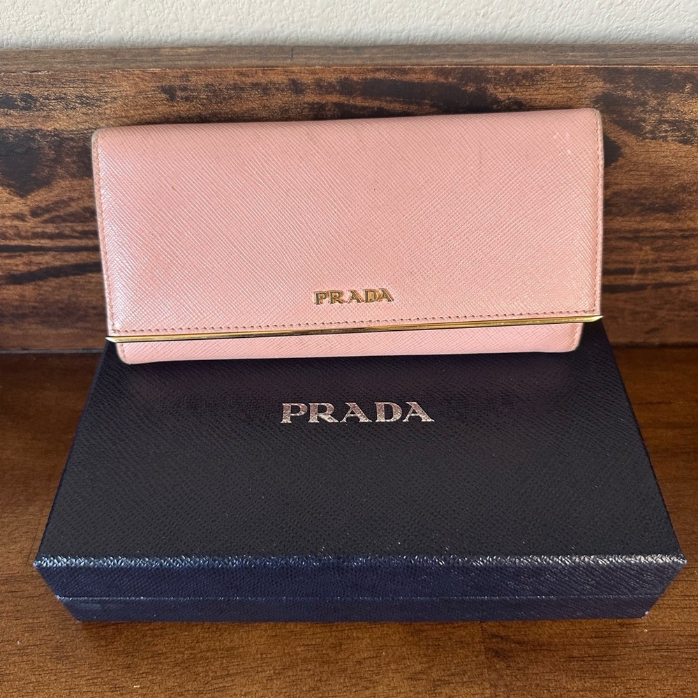 Prada Pink Saffiano Leather Wallet